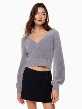 SUNDAY BEST purple kitten v neck sweater